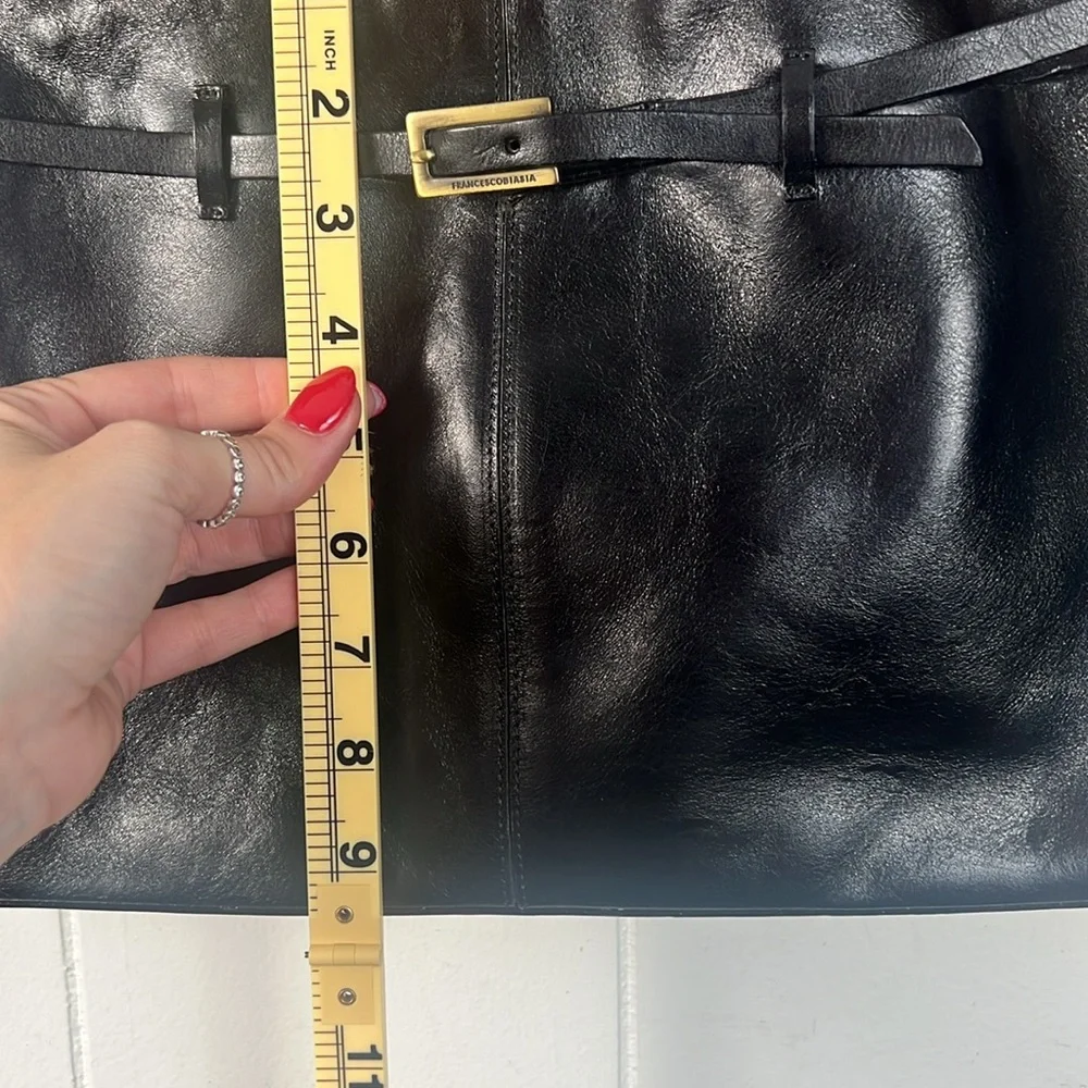 Francesco Biasia Black Leather Hobo Bag with Belt Accent